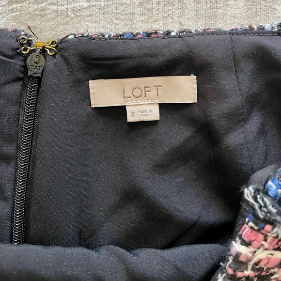 Loft Tweed Wrap Skirt Pink Purple Black - Picture 3 of 7